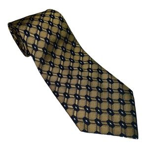 Nordstrom | Men's Professional 100% Silk Necktie Gold Blue Print Made From Italy